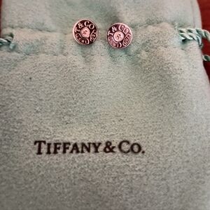 Tiffany's silver earrings with diamond chip